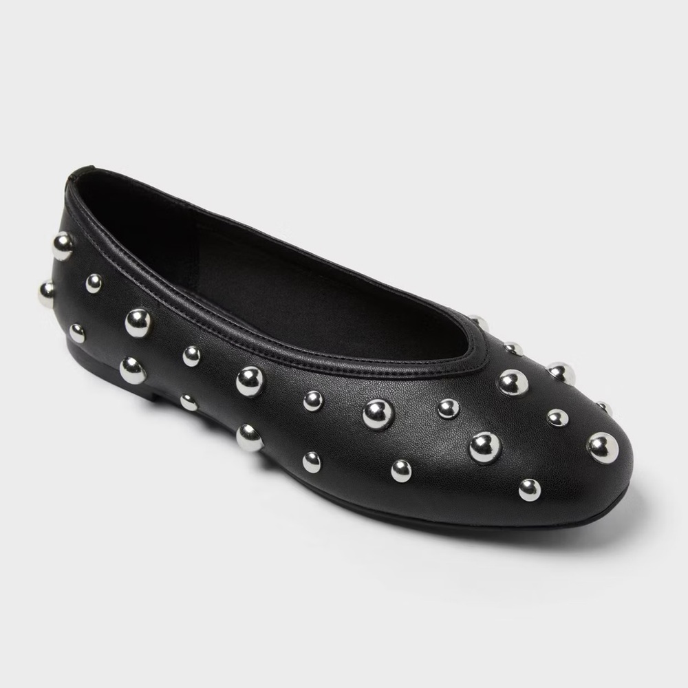 Women’s Black Flats with Silver Studs